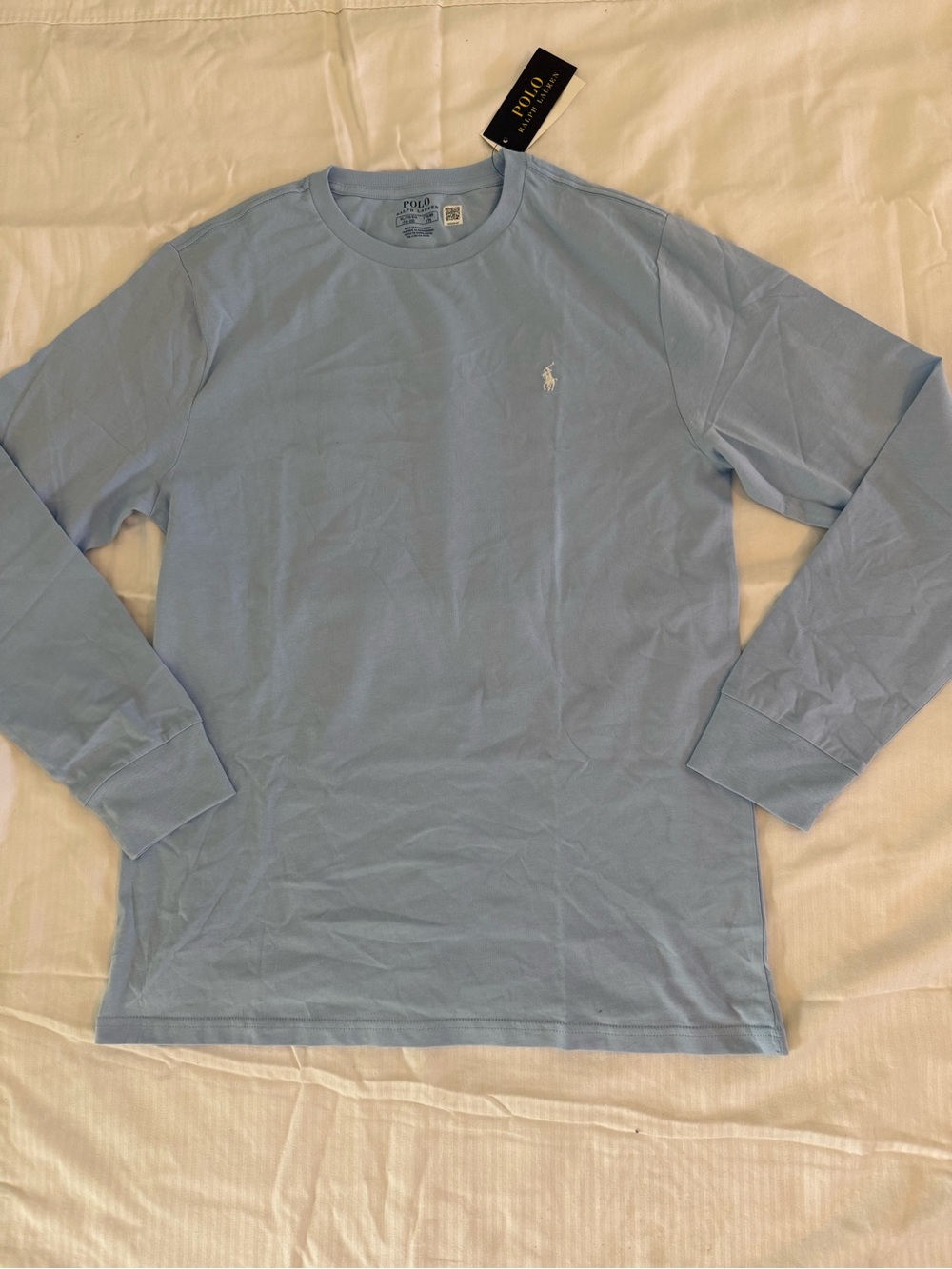 New boys Sz XL 18-20 Polo Ralph Lauren Light Blue Long-Sleeve Crewneck Tee